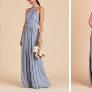 Elegant Blue Halter Maxi Dress Birdy Grey Dusky Blue